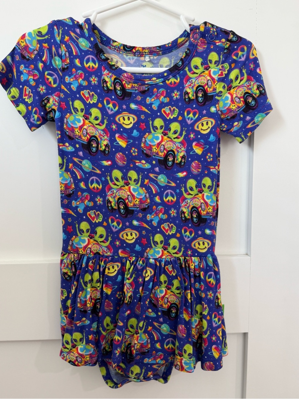 Posh Peanut x Lisa Frank Zoomer & Zorbit alien twirl bodysuit dress size 18-24 m